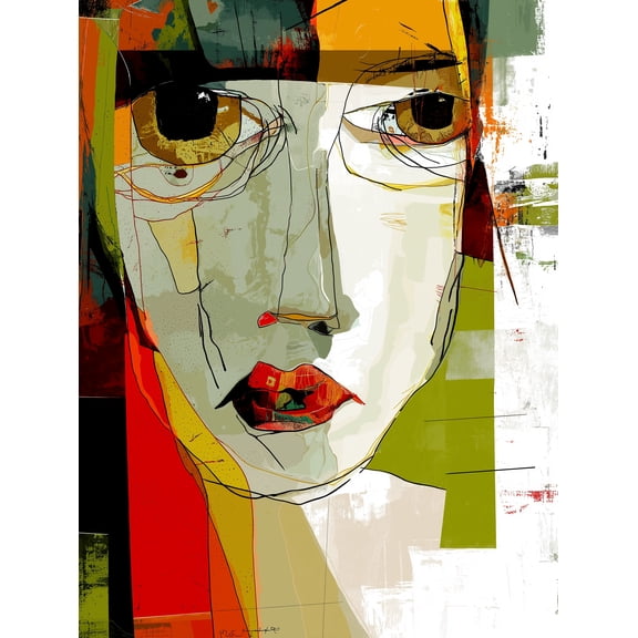 Abstract Expressionist Woman Face – Contemporary Modern Art Poster 【Coated Paper】