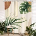 thumbnail image 1 of Abstract Extra Long Shower Curtain 72Wx84L Inches Tropical Leaf Mid Century Modern Geometric Contemporary Boho Bathroom Plant Botanical Bath Accessories Art Home Decor Fabric 12 Pack Hooks, 1 of 6