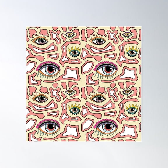 Abstract Eye Pattern, Evil Eye, Eye See You Poster Wall Art, Modern Wall Decor For Living Room Bedroom, 24x24 UNFRAMED