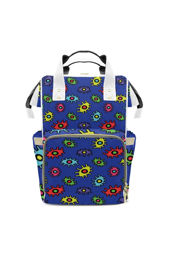 Abstract Eyes Diaper Backpack – Large Capacity, Insulated Baby Bottle Pocket, Multifunctional Mommy Bag for Boys & Girls