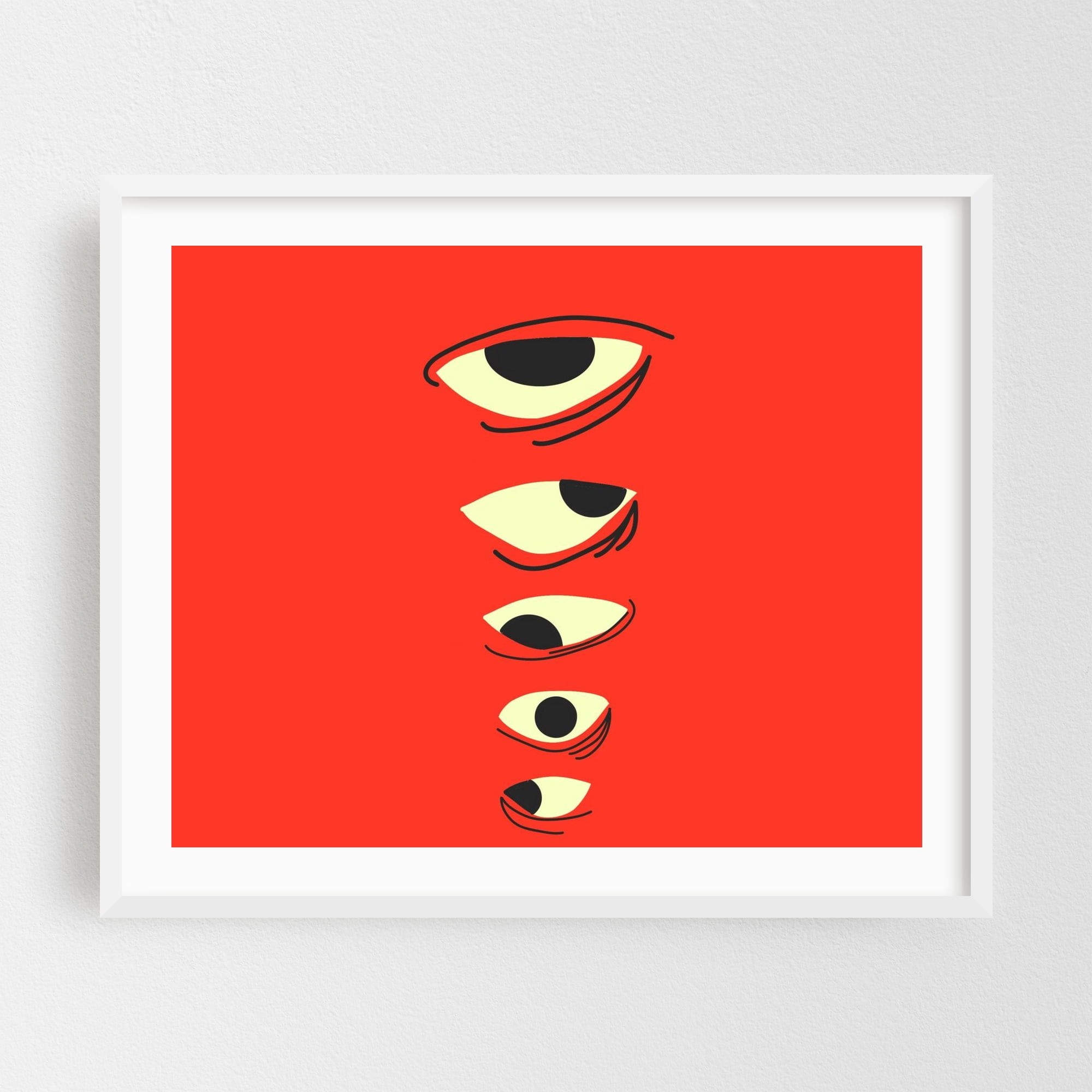 Abstract Eyes on Red Background - Digital Art Modern Art Geometric ...