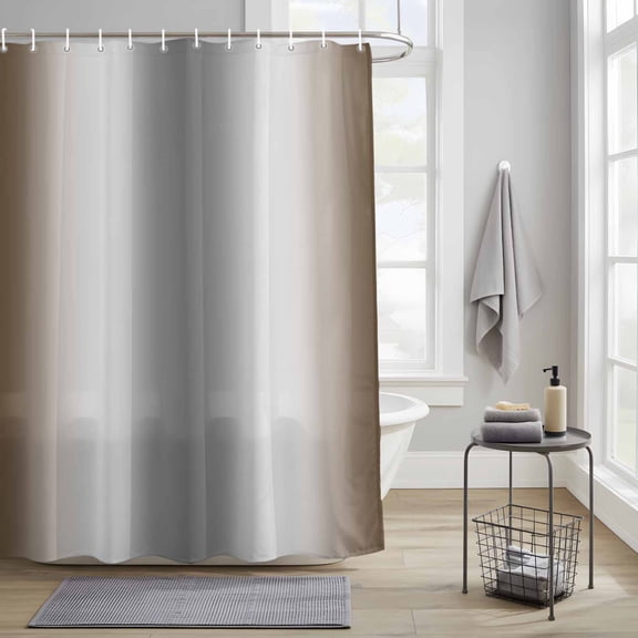 Abstract Fabric Shower Curtain for Bathroom Waterproof Polyester Bath Curtain with 12 Hooks Brown Gray Gradient Ombre Washable Shower Curtain with Grommets 72"x84"