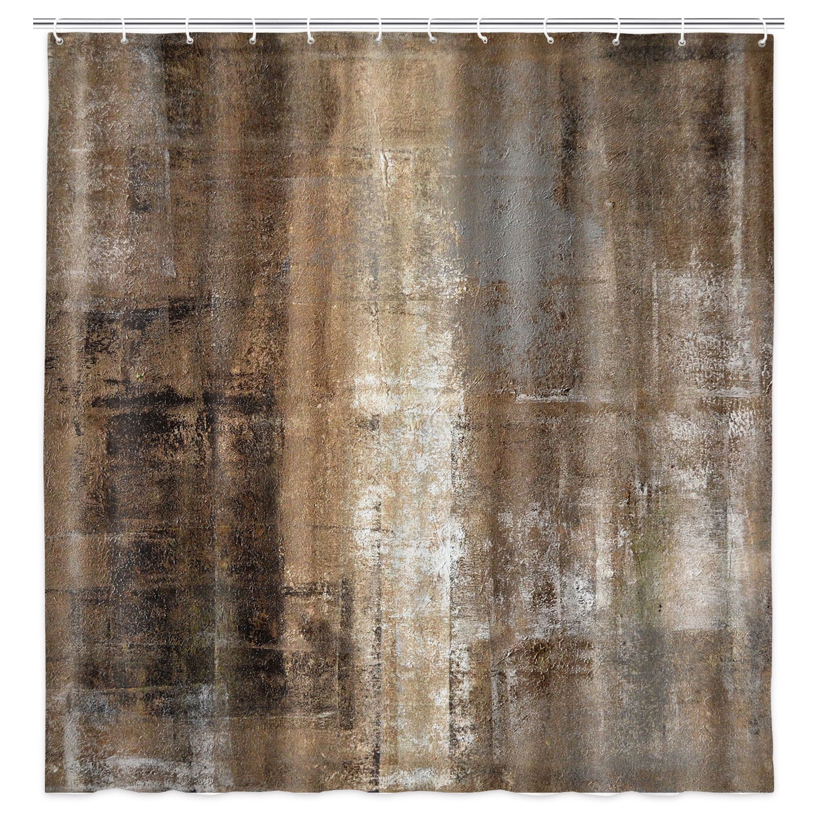 Abstract Fabric Shower Curtain, Brown and Grey Abstract Art Painting ...