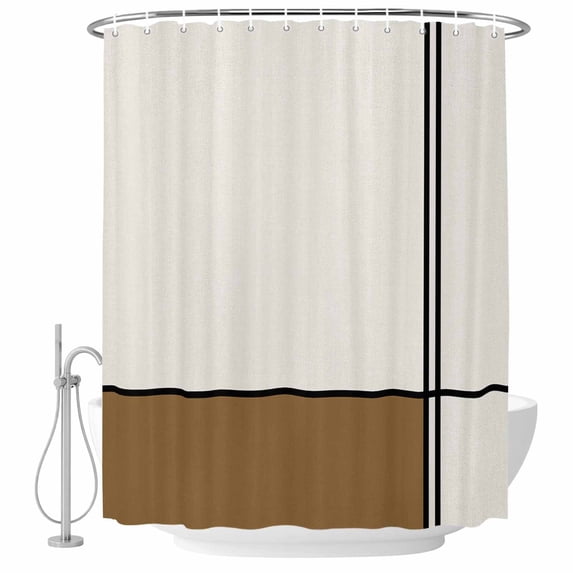 Abstract Fabric Shower Curtain Modern Brown Stripes Lines Washable Shower Curtains for Bathroom, Waterproof Bath Curtain with Hooks Home Decor 72x84in
