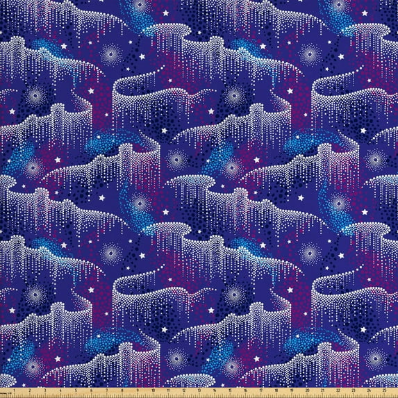 Ambesonne Abstract Fabric by the Yard Upholstery, Aurora Borealis Inspired, 10 Yards, Violet Blue Blue