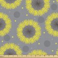 thumbnail image 1 of Ambesonne Abstract Fabric by the Yard Upholstery, Circular Big Dandelion, 1 Yard, Grey and Yellow, 1 of 5