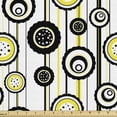 thumbnail image 1 of Ambesonne Abstract Fabric by the Yard Upholstery, Modern Flowers on Stripes, 1 Yard, Charcoal Grey and Yellow, 1 of 5