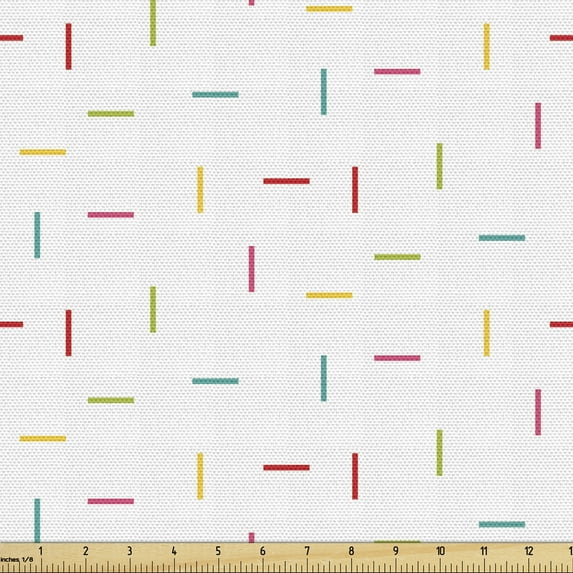 Abstract Fabric by the Yard, Colorful and Simplistic Layout of Geometric Lines on a Plain Background, Upholstery Fabric for Dining Chairs Home Decor Accents, Yellow Green Seafoam by Ambesonne