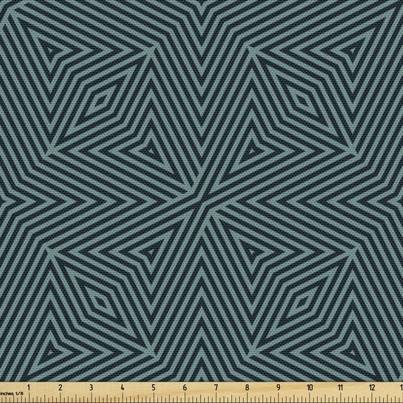 Ambesonne Abstract Fabric by the Yard Upholstery, Intricate Stripes Pattern, 10 Yards, Dark Blue and Petrol Blue