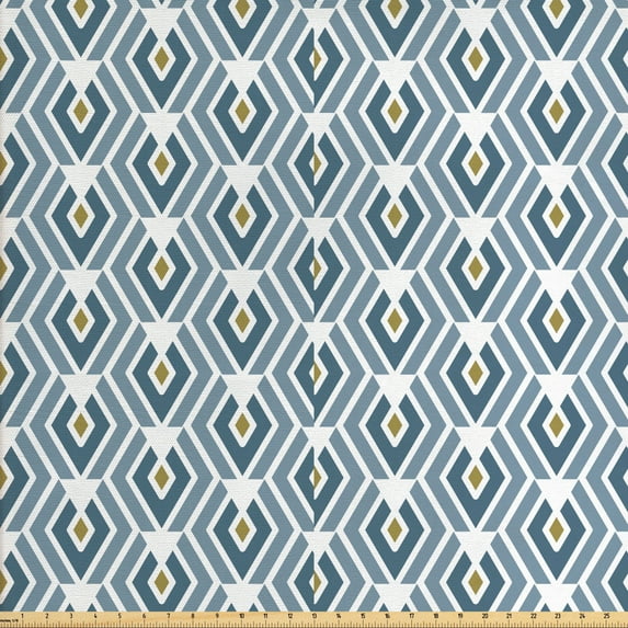 Ambesonne Abstract Fabric by the Yard Upholstery, Contemporary Rhombuses, 3 Yards, Blue Grey Multicolor