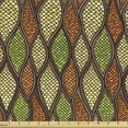 thumbnail image 1 of Abstract Fabric by the Yard, Continuous Art of Fish Scale Design Drops Grid Colorful Rounds Art, Decorative Upholstery Fabric for Sofas and Home Accents, Seal Brown Multicolor by Ambesonne, 1 of 5