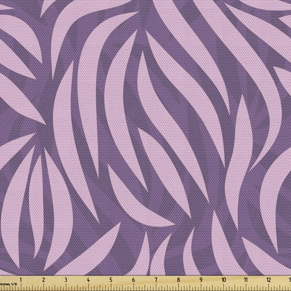 Ambesonne Abstract Fabric by the Yard Upholstery, Bicolour Tropical Jungle, 5 Yards, Pale Pink Pale Purple