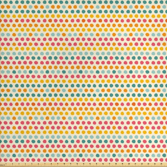 Abstract Fabric by the Yard, Continuous Colorful Irregular Blots Little Dotted Circles Funny Pattern, Upholstery Fabric for Dining Chairs Home Decor Accents, Eggshell Multicolor by Ambesonne
