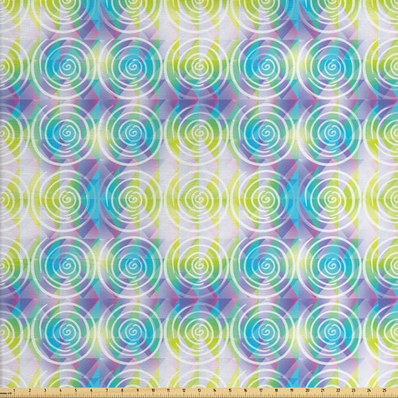 Abstract Fabric by the Yard, Continuous Pattern of Colorful Spiral Shapes and Modern Elements Art Print, Decorative Upholstery Fabric for Chairs & Home Accents, Multicolor by Ambesonne