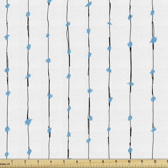 Abstract Fabric by the Yard, Continuous Vertical Knots Scribble Details Plain Backdrop, Decorative Upholstery Fabric for Chairs & Home Accents, Deep Sky Blue Grey by Ambesonne