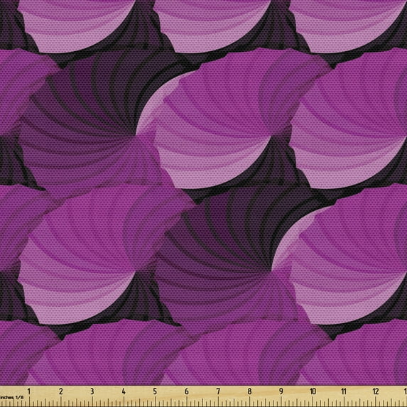 Ambesonne Abstract Fabric by the Yard Upholstery, Digital Graphic Rosette, 1 Yard, Dark Magenta