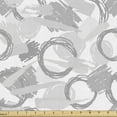 thumbnail image 1 of Ambesonne Abstract Fabric by the Yard Upholstery, Geometric Sketchy Strokes, 5 Yards, Pale Grey White, 1 of 5