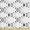 thumbnail image 1 of Ambesonne Abstract Fabric by the Yard Upholstery, Classic Swirly Oval Shapes, 5 Yards, Grey and White, 1 of 5