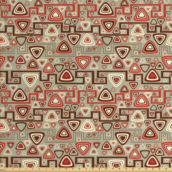Ambesonne Geometric Fabric by the Yard Upholstery, Rounded Triangles Art, 2 Yards, Multicolor