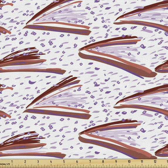 Ambesonne Colorful Fabric by the Yard Upholstery, Dotted Brushstroke Pattern, 1 Yard, Violet Pale Rust and White