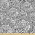 thumbnail image 1 of Abstract Fabric by the Yard, Hand Drawn Geometric Spiral Circles Round Shape Ring Forms Contemporary, Decorative Upholstery Fabric for Sofas and Home Accents, Charcoal Grey White by Ambesonne, 1 of 5