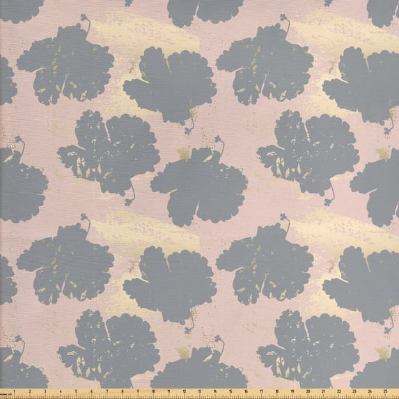 Ambesonne Abstract Fabric by the Yard Upholstery, Grunge Marble Leaves Art, 2 Yards, Pale Salmon Beige