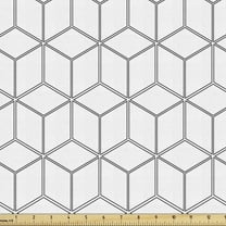 Ambesonne Black White Fabric by the Yard Upholstery, Geometric Square Shape, 10 Yards, White Black