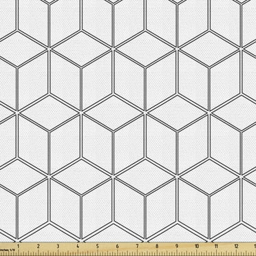 Ambesonne Black White Fabric by the Yard Upholstery, Geometric Square Shape, 10 Yards, White Black
