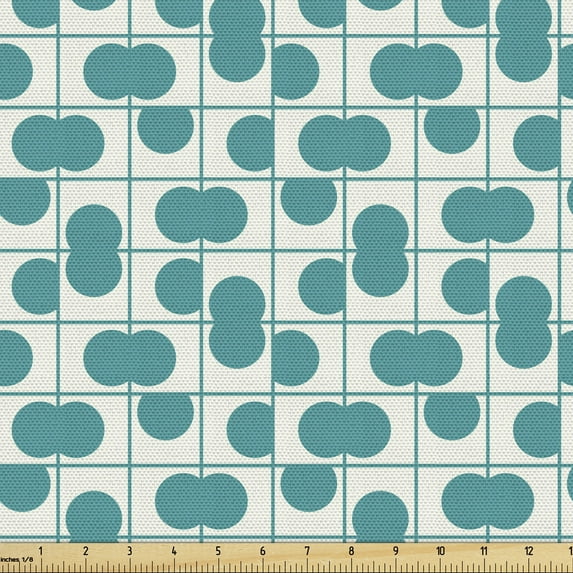 Ambesonne Abstract Fabric by the Yard Upholstery, Modern Minimalistic Dots, 2 Yards, Dark Seafoam