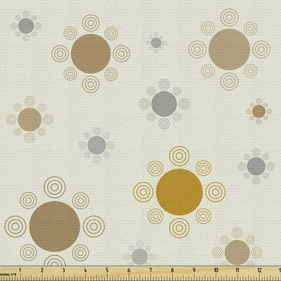 Ambesonne Abstract Fabric by the Yard Upholstery, Modern Earth Toned Circles, 10 Yards, Coconut Amber Camel