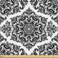 thumbnail image 1 of Abstract Fabric by the Yard, Monochrome Damask Style Motif Pattern on Plain Background, Decorative Upholstery Fabric for Sofas and Home Accents, White and Charcoal Grey by Ambesonne, 1 of 5