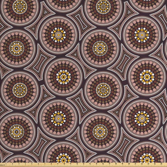 Abstract Fabric by the Yard, Mosaic Like Intricate Polka Dotted Formations, Decorative Upholstery Fabric for Chairs & Home Accents, Pale Redwood Sepia by Ambesonne