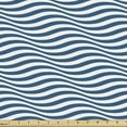 thumbnail image 1 of Abstract Fabric by the Yard, Op Art Style Waving Horizontal Marine Toned Stripes Geometric Retro Pattern, Upholstery Fabric for Dining Chairs Home Decor Accents, Petrol Blue White by Ambesonne, 1 of 5