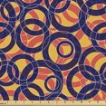 thumbnail image 1 of Abstract Fabric by the Yard, Overlapping Circles in Vibrant Colors Intersecting Repeating Big Small Ring Shapes, Upholstery Fabric for Dining Chairs Home Decor Accents, Multicolor by Ambesonne, 1 of 5