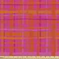 thumbnail image 1 of Abstract Fabric by the Yard, Plaid Pattern Inspired Hand Drawn Vertical and Horizontal Stripes, Decorative Upholstery Fabric for Chairs & Home Accents, Hot Pink and Burnt Orange by Ambesonne, 1 of 5