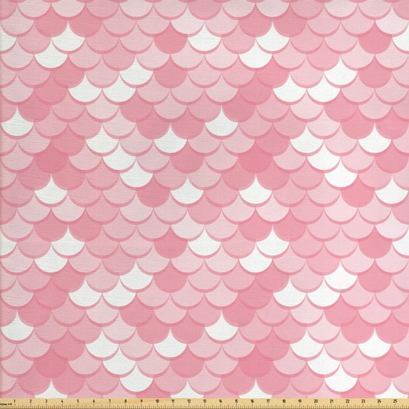 Ambesonne Abstract Fabric by the Yard Upholstery, Repeating Half Circles, 10 Yards, Rose Pale Pink