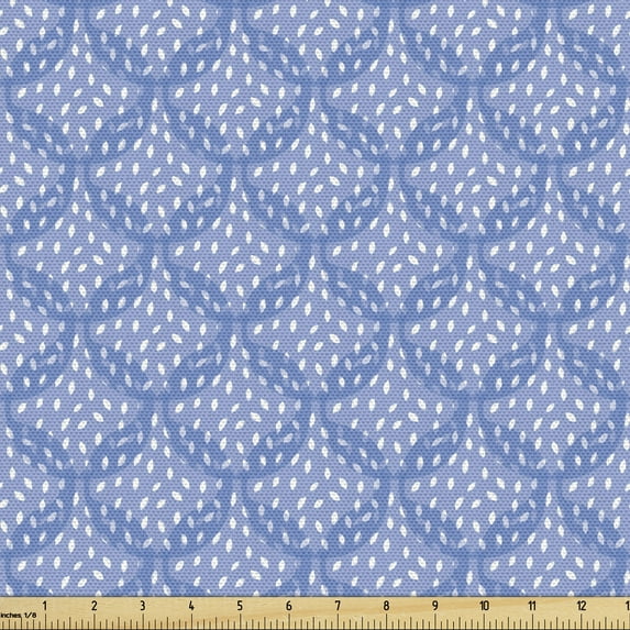 Ambesonne Abstract Fabric by the Yard Upholstery, Modern Oval Motifs Drops, 3 Yards, Pale Blue White