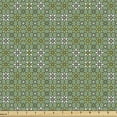 thumbnail image 1 of Ambesonne Abstract Fabric by the Yard Upholstery, Flowery Ethnic Star Design, 5 Yards, Olive Green, 1 of 5