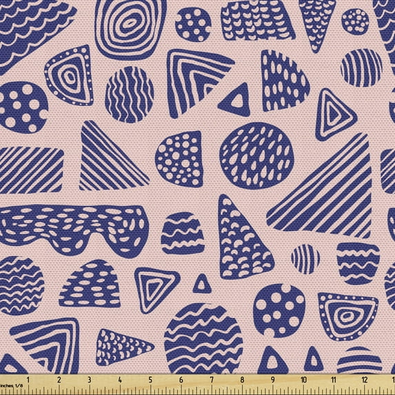 Abstract Fabric by the Yard, Repetitive Pattern with Abstract Spotted Simple Shapes Bicolour Design, Decorative Upholstery Fabric for Chairs & Home Accents, Blush Dark Lavender by Ambesonne