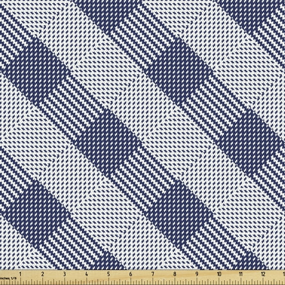Ambesonne Abstract Fabric by the Yard Upholstery, Monochromatic Zigzags Art, 5 Yards, Night Blue and White