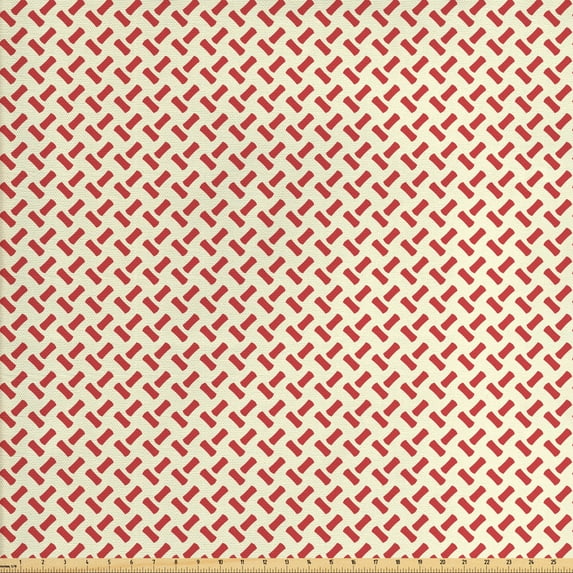 Ambesonne Abstract Fabric by the Yard Upholstery, Rounded Small Shapes, 2 Yards, Red Cream