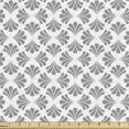 thumbnail image 1 of Ambesonne Abstract Fabric by the Yard Upholstery, Simple Traditional Curves, 5 Yards, Dimgray and White, 1 of 5