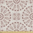 thumbnail image 1 of Ambesonne Abstract Fabric by the Yard Upholstery, Retro Circular Motif Leaf, 1 Yard, Eggshell and Chocolate, 1 of 5