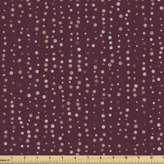 Ambesonne Abstract Fabric by the Yard Upholstery, Continued Circles Blots, 3 Yards, Dark Fuchsia