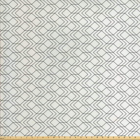 Abstract Fabric by the Yard Upholstery, Pattern of Contemporary Vertical Zigzags Arrows Outlined Shapes, Decorative Fabric for DIY and Home Accents, Dark Taupe and White by Ambesonne