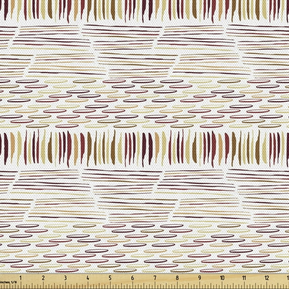 Ambesonne Abstract Fabric by the Yard Upholstery, Strokes Circles, 1 Yard, Multicolor