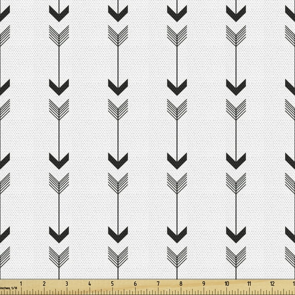 Ambesonne Abstract Fabric by the Yard Upholstery, Vertical Pointer Shapes, 10 Yards, White and Charcoal Grey