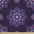 thumbnail image 1 of Ambesonne Abstract Fabric by the Yard Upholstery, Dots Flowers Mandala Style, 10 Yards, Dark Purple Sky Blue, 1 of 5