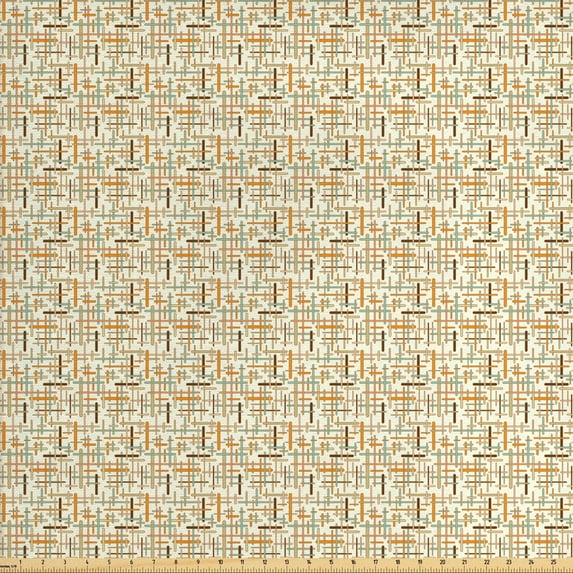 Ambesonne Abstract Fabric by the Yard Upholstery, Rounded Colorful Lines, 3 Yards, Orange Pale Blue Brown