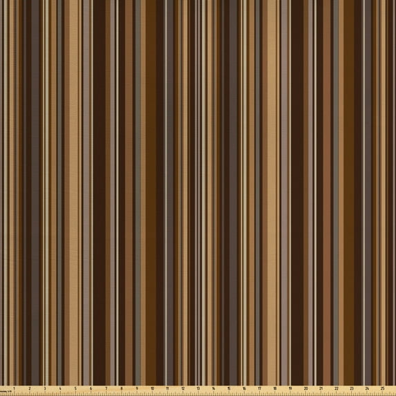 Ambesonne Abstract Fabric by the Yard Upholstery, Vertical Color Lines, 2 Yards, Pale Caramel Chocolate